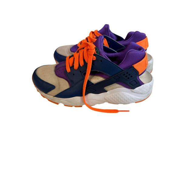 Nike Youth White Gym Blue Huarache GS Lace Up Running Shoes Size 6 - Picture 6 of 9